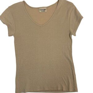 Michael Stars Anthropologie Top Women Size 0S Beige Scoop Neck T-Shirt